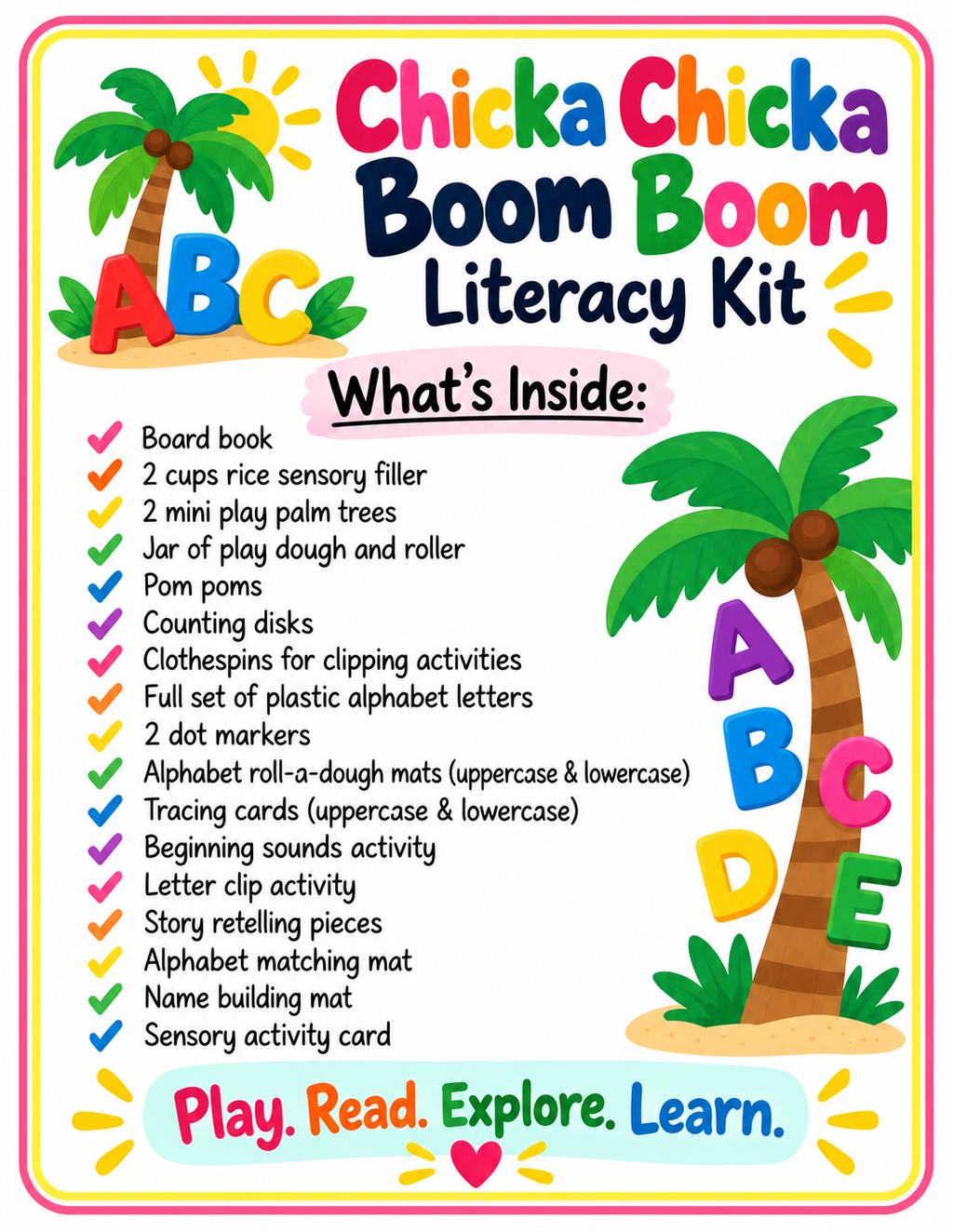 Chicka Chicka Boom Boom Math and Literacy Bundle