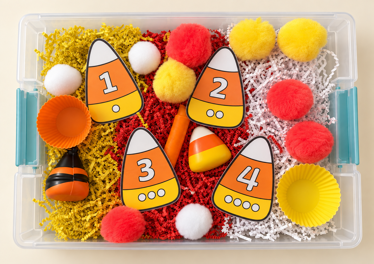 Candy Corn Counting Toddler Bin